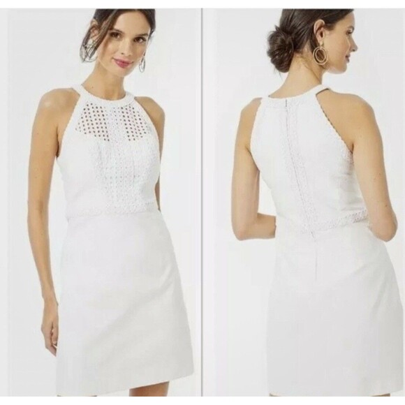 Lilly Pulitzer CHARLIZE Eyelet White Shift Dress Lined Cotton Size 6‎ - Picture 1 of 15